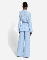 Long-sleeved silk satin jacquard pajama shirt with DG logo - | Dolce & Gabbana
