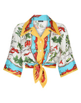 Vegetable-print till shirt with knot detail - | Dolce & Gabbana