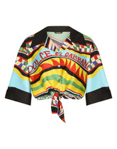 Short Carretto-print twill shirt with knot detail - | Dolce & Gabbana