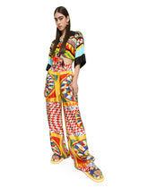 Short Carretto-print twill shirt with knot detail - | Dolce & Gabbana