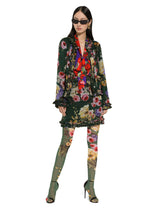 Charmeuse shirt with anemone print - | Dolce & Gabbana