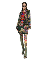 Charmeuse shirt with anemone print - | Dolce & Gabbana