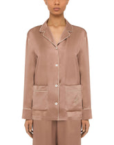 Satin pajama shirt with DG embroidery - | Dolce & Gabbana