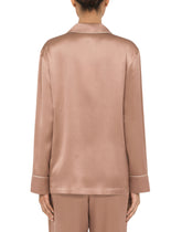 Satin pajama shirt with DG embroidery - | Dolce & Gabbana