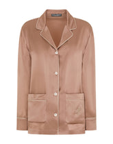Satin pajama shirt with DG embroidery - | Dolce & Gabbana