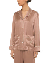 Satin pajama shirt with DG embroidery - | Dolce & Gabbana