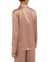 Satin pajama shirt with DG embroidery - | Dolce & Gabbana