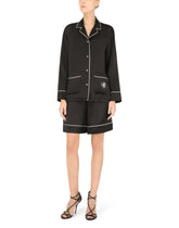 Satin pajama shirt with DG embroidery - | Dolce & Gabbana