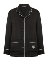 Satin pajama shirt with DG embroidery - | Dolce & Gabbana