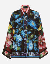 Oversize silk shirt with floral print - | Dolce & Gabbana