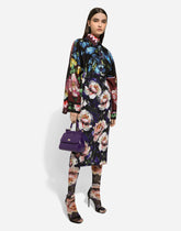 Oversize silk shirt with floral print - | Dolce & Gabbana