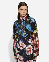 Oversize silk shirt with floral print - | Dolce & Gabbana