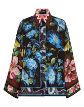 Oversize silk shirt with floral print - | Dolce & Gabbana