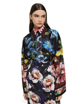 Oversize silk shirt with floral print - | Dolce & Gabbana