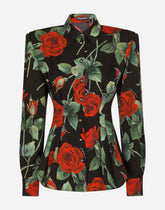 Rose-print charmeuse shirt - | Dolce & Gabbana