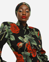 Rose-print charmeuse shirt - | Dolce & Gabbana