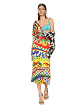 Short Carretto-print poplin shirt with knot detail - | Dolce & Gabbana