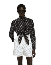 Cropped cotton poplin shirt with knot detail and polka-dot print - | Dolce & Gabbana