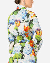 Hydrangea-print poplin shirt with tie - | Dolce & Gabbana
