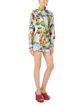 Hydrangea-print poplin shirt with tie - | Dolce & Gabbana