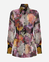 Chiffon shirt with hydrangea and floral print - | Dolce & Gabbana