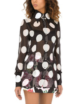Chiffon shirt with polka-dot print - | Dolce & Gabbana