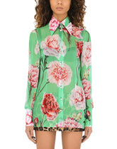 Carnation-print chiffons shirt - | Dolce & Gabbana