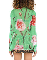 Carnation-print chiffons shirt - | Dolce & Gabbana