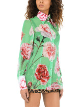 Carnation-print chiffons shirt - | Dolce & Gabbana