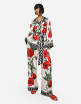Poppy-print twill pajama shirt - | Dolce & Gabbana