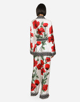 Poppy-print twill pajama shirt - | Dolce & Gabbana