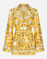 Silk twill pajama shirt with majolica print - | Dolce & Gabbana