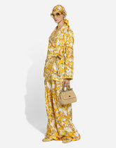 Silk twill pajama shirt with majolica print - | Dolce & Gabbana