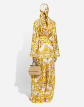 Silk twill pajama shirt with majolica print - | Dolce & Gabbana
