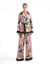 Twill pajama shirt with rose and peony print - | Dolce & Gabbana