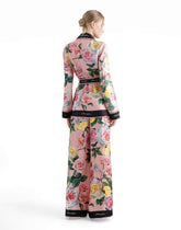 Twill pajama shirt with rose and peony print - | Dolce & Gabbana