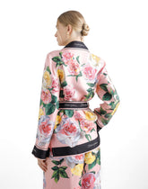 Twill pajama shirt with rose and peony print - | Dolce & Gabbana
