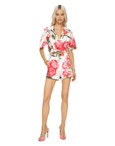 Carnation-print poplin shirt with knot detail - | Dolce & Gabbana