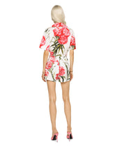 Carnation-print poplin shirt with knot detail - | Dolce & Gabbana