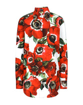 Cotton shirt with anemone print - | Dolce & Gabbana