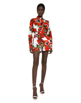 Cotton shirt with anemone print - | Dolce & Gabbana