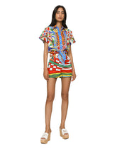 Short Carretto-print poplin shirt with knot detail - | Dolce & Gabbana