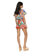 Short Carretto-print poplin shirt with knot detail - | Dolce & Gabbana