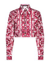 Cropped majolica-print poplin shirt - | Dolce & Gabbana
