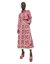 Cropped majolica-print poplin shirt - | Dolce & Gabbana