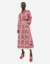 Cropped majolica-print poplin shirt - | Dolce & Gabbana
