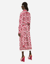 Cropped majolica-print poplin shirt - | Dolce & Gabbana