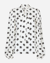Charmeuse shirt with all-over DG logo print - | Dolce & Gabbana