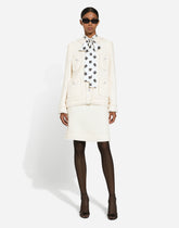 Charmeuse shirt with all-over DG logo print - | Dolce & Gabbana