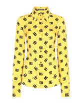 Charmeuse shirt with all-over DG logo print - | Dolce & Gabbana